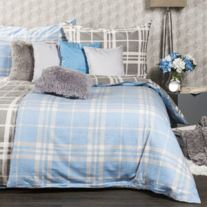4Home Flanelové obliečky Modrá kocka, 160 x 200 cm, 70 x 80 cm