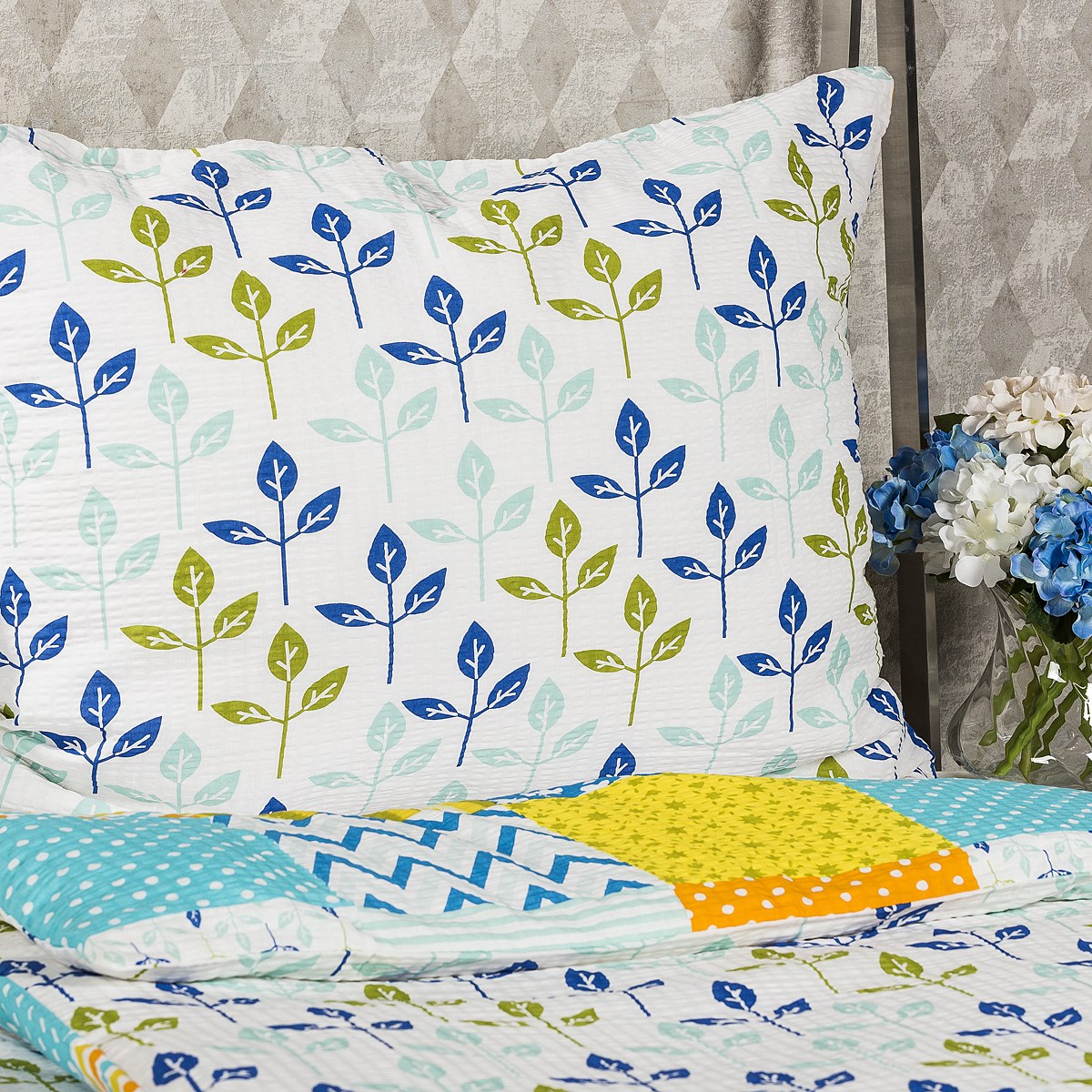 4Home Krepové obliečky Patchwork blue, 140 x 200 cm, 70 x 90 cm, 140 x 200 cm, 70 x 90 cm – Obrázok 2