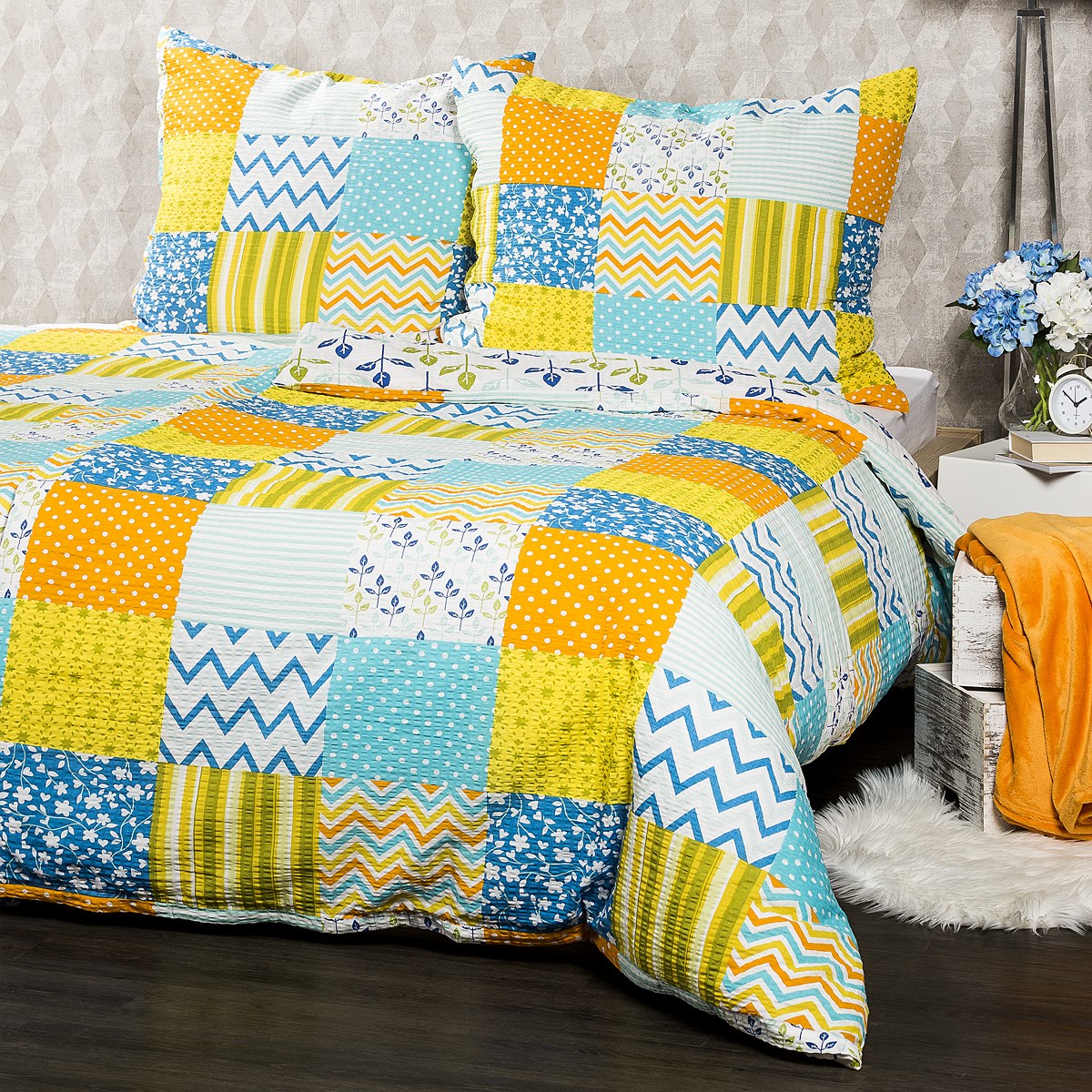 4Home Krepové obliečky Patchwork blue, 140 x 200 cm, 70 x 90 cm, 140 x 200 cm, 70 x 90 cm – Obrázok 8