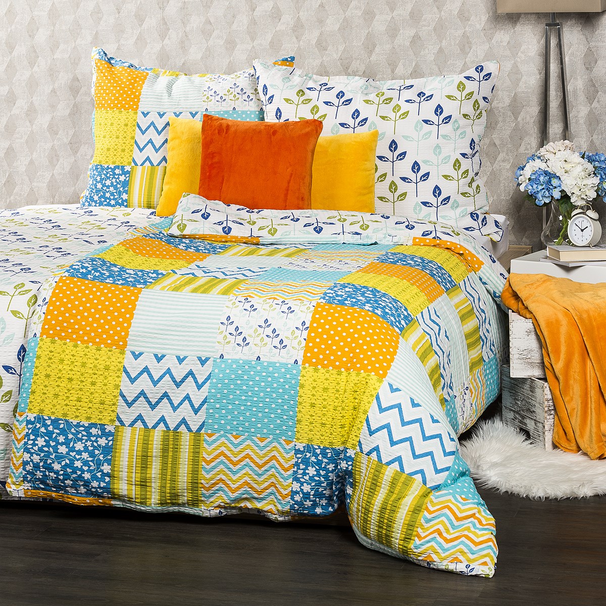 4Home Krepové obliečky Patchwork blue, 140 x 200 cm, 70 x 90 cm, 140 x 200 cm, 70 x 90 cm – Obrázok 9
