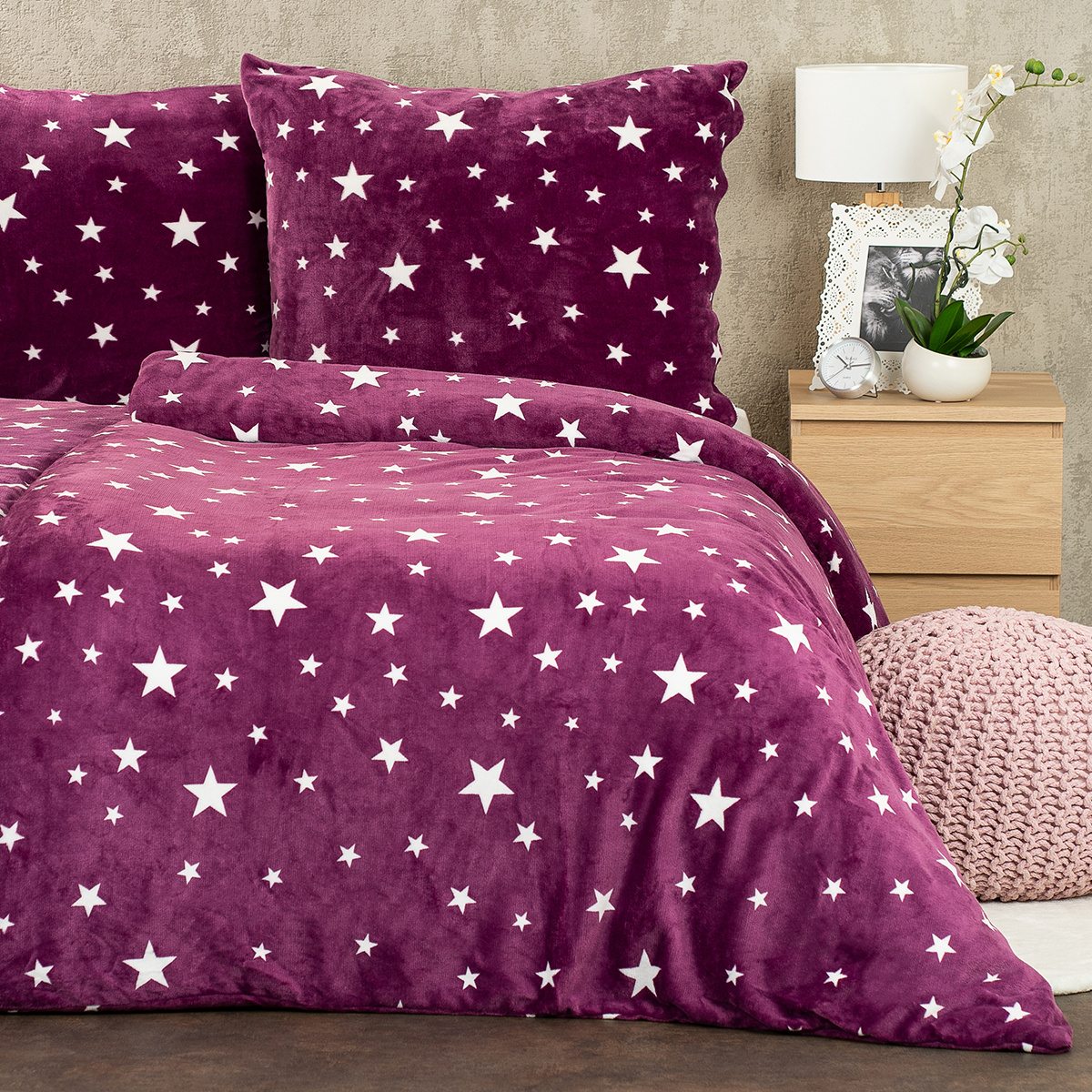 4Home Povlečení mikroflanel Stars violet, 140 x 220 cm, 70 x 90 cm – Obrázok 2