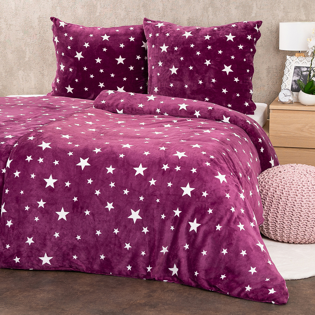 4Home Povlečení mikroflanel Stars violet, 140 x 220 cm, 70 x 90 cm – Obrázok 3
