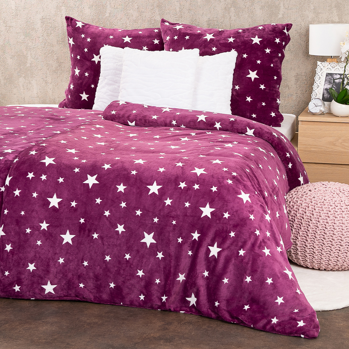 4Home Povlečení mikroflanel Stars violet, 140 x 220 cm, 70 x 90 cm – Obrázok 4