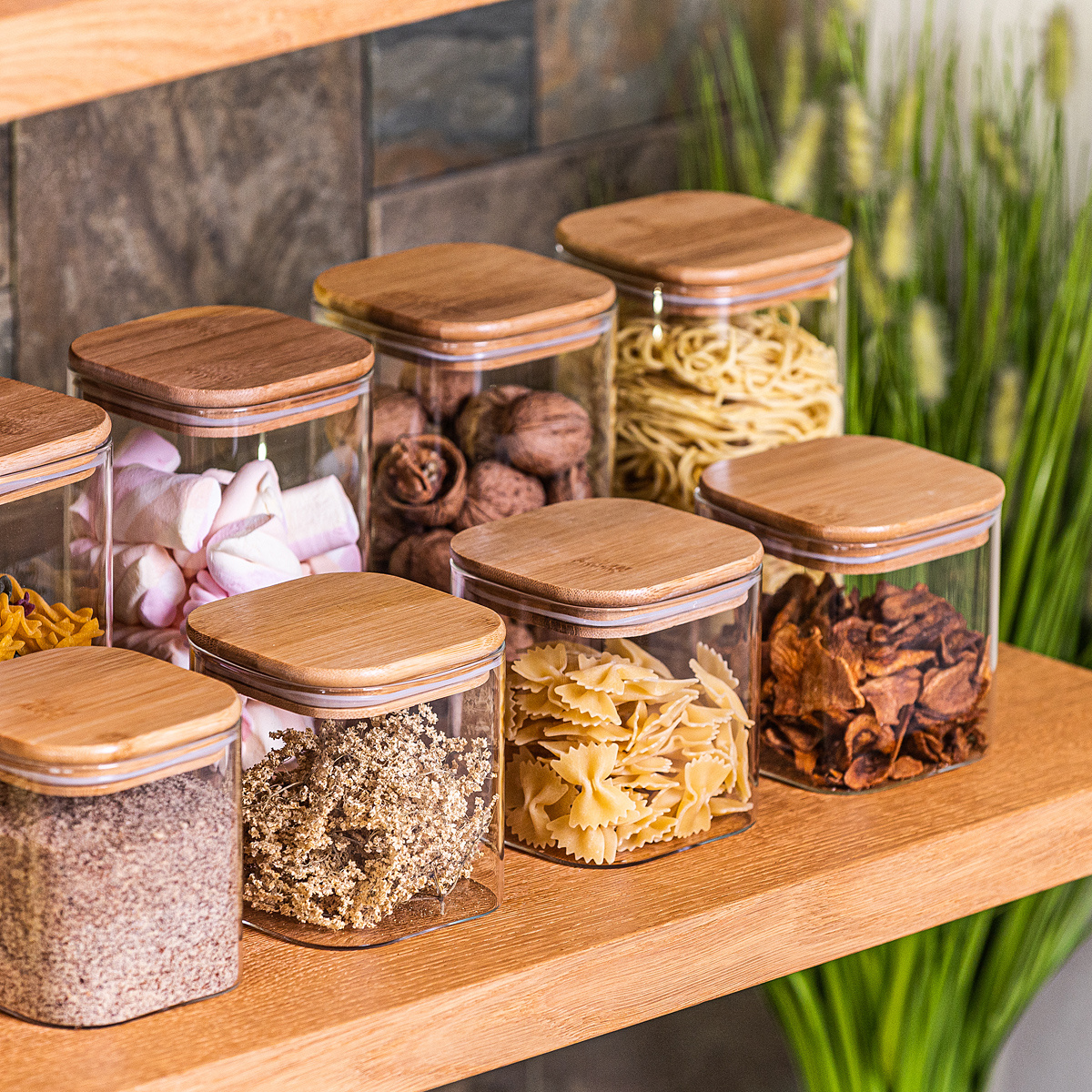4Home Sklenená dóza na potraviny s vekom Bamboo, 950 ml, 950 ml – Obrázok 2