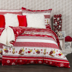 4Home Vianočné flanelové obliečky Sobíky, 140 x 220 cm, 70 x 90 cm