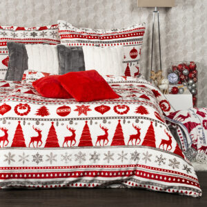 4Home obliečky mikroflanel Christmas Time červená, 140 x 220 cm, 70 x 90 cm
