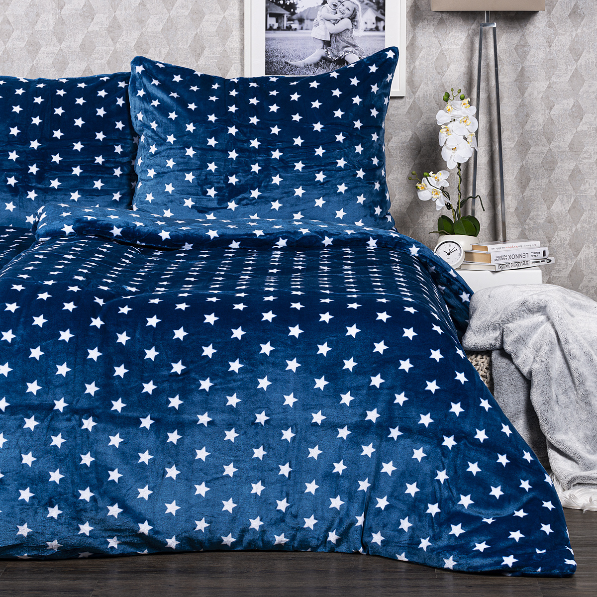 4Home obliečky mikroflanel Stars modrá, 160 x 200 cm, 70 x 80 cm – Obrázok 3