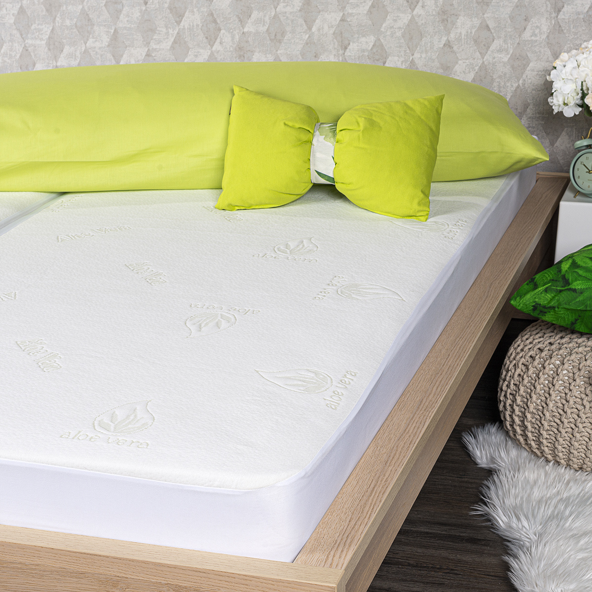 4home Aloe Vera Nepriepustný chránič matraca s lemom, 60 x 120 cm – Obrázok 6