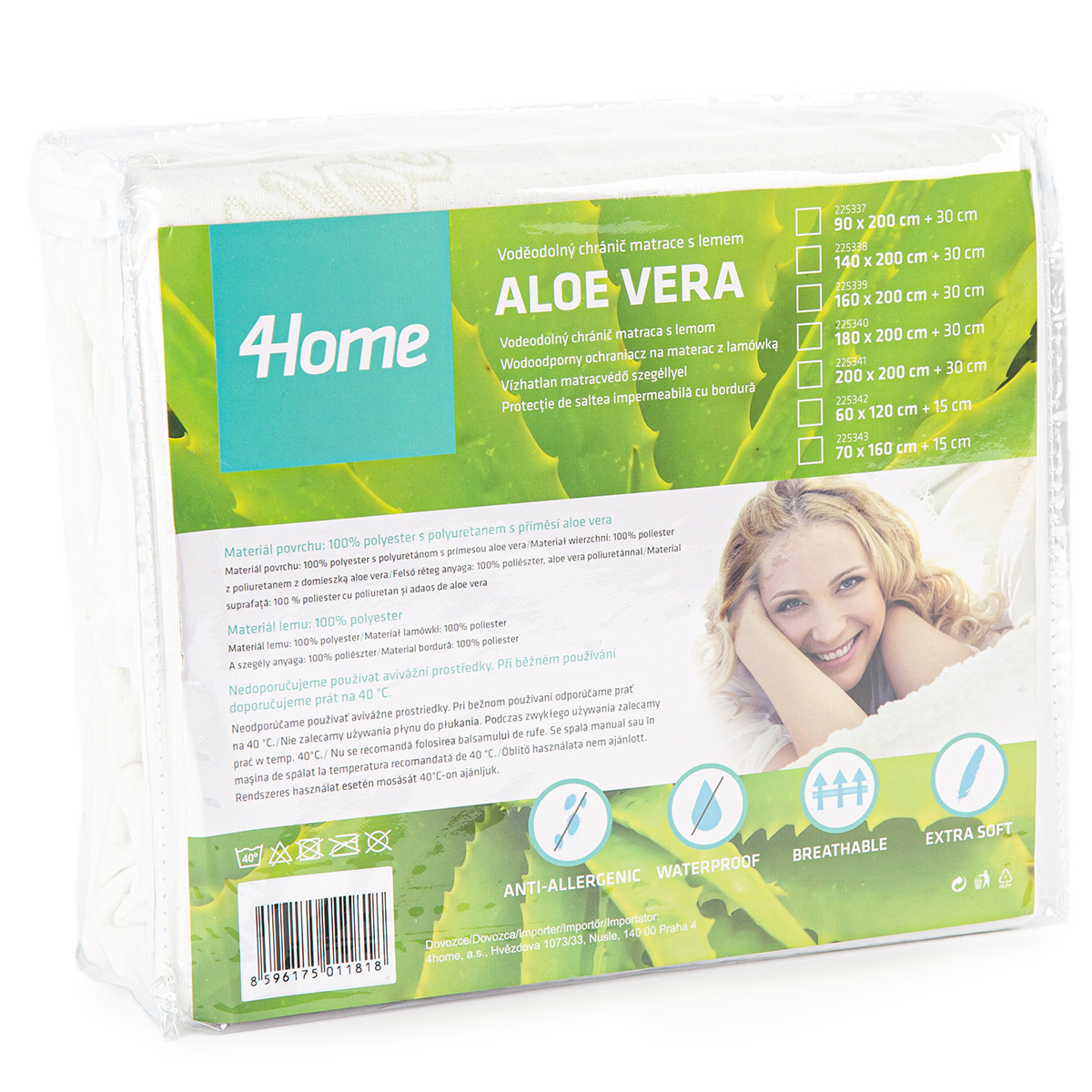 4home Aloe Vera Nepriepustný chránič matraca s lemom, 70 x 160 cm – Obrázok 7