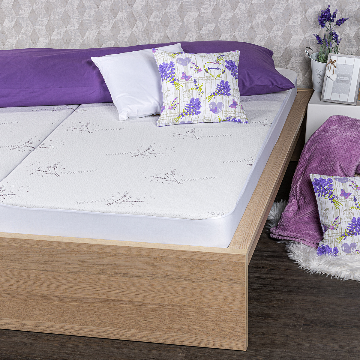 4home Lavender Nepriepustný chránič matraca s lemom, 200 x 200 cm – Obrázok 6