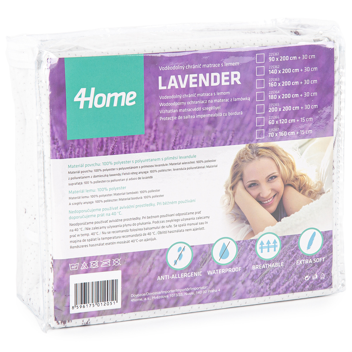 4home Lavender Nepriepustný chránič matraca s lemom, 200 x 200 cm – Obrázok 7
