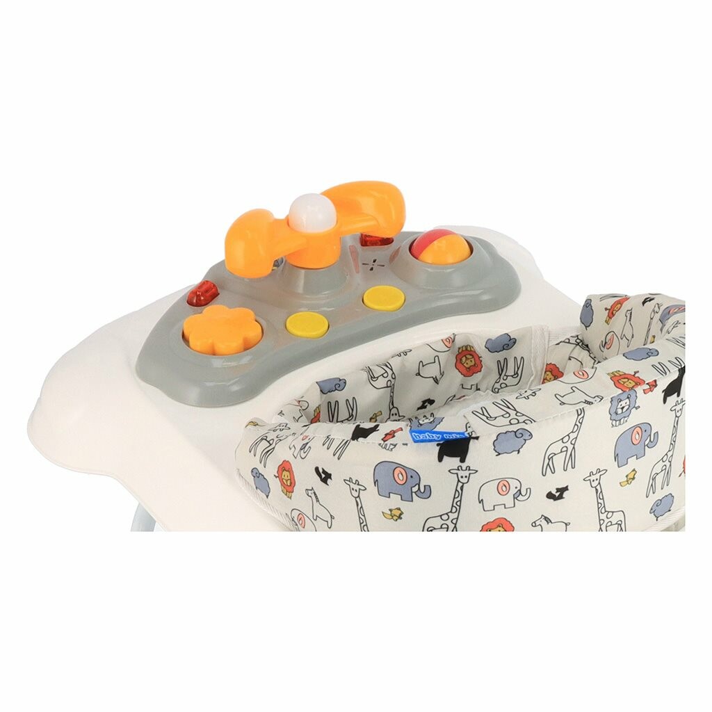 Detské chodítko Baby Mix s volantom a silikónovými kolieskami sivé – Obrázok 3