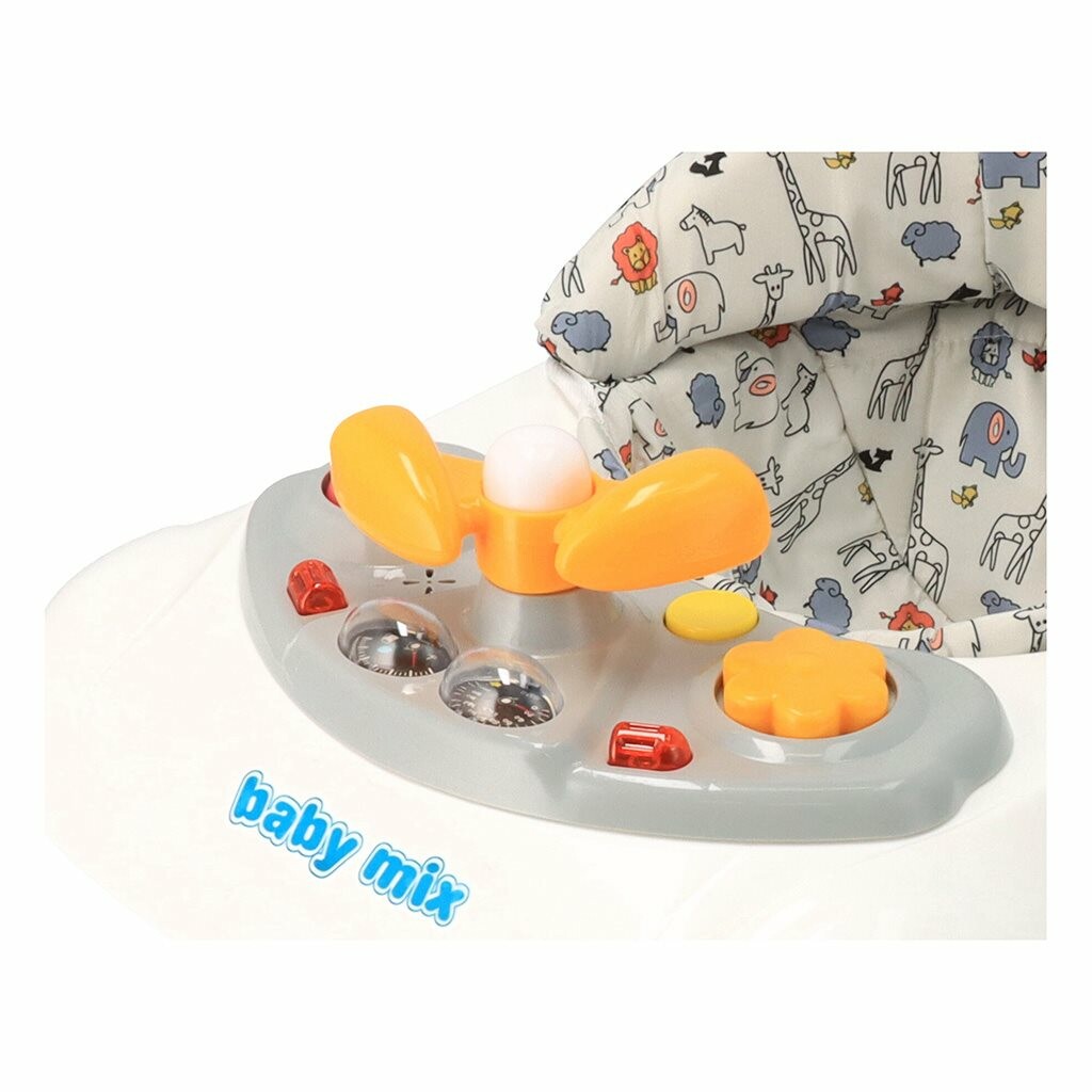 Detské chodítko Baby Mix s volantom a silikónovými kolieskami sivé – Obrázok 4