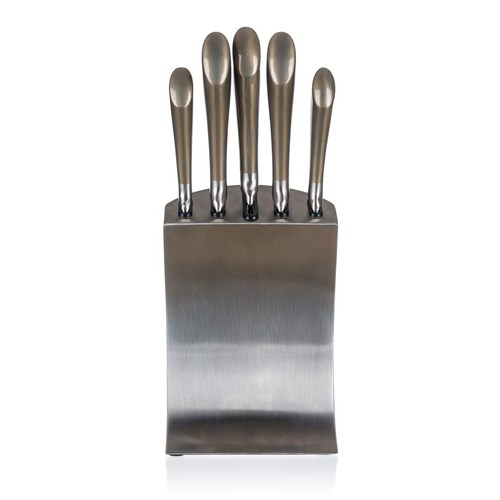 Banquet Sada nožov Metallic Platinum, 5 ks a nerezový stojan – Obrázok 5