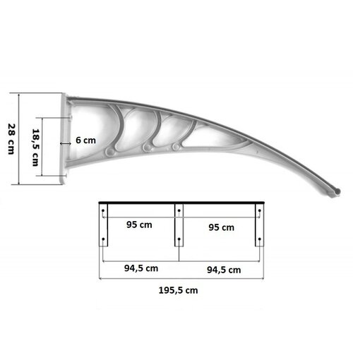 Dverná vchodová strieška hnedá, 100 x 200 cm – Obrázok 5