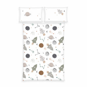 Herding Detské bavlnené obliečky do postieľky Vesmír, 100 x 135 cm, 40 x 60 cm