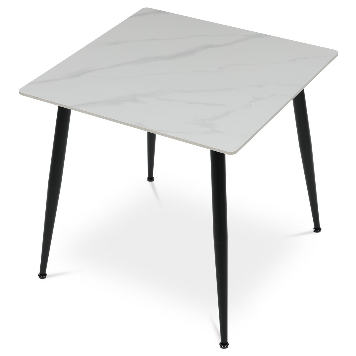 Jedálenský stôl 80 x 80 cm, keramika a mramor,biela – Obrázok 2