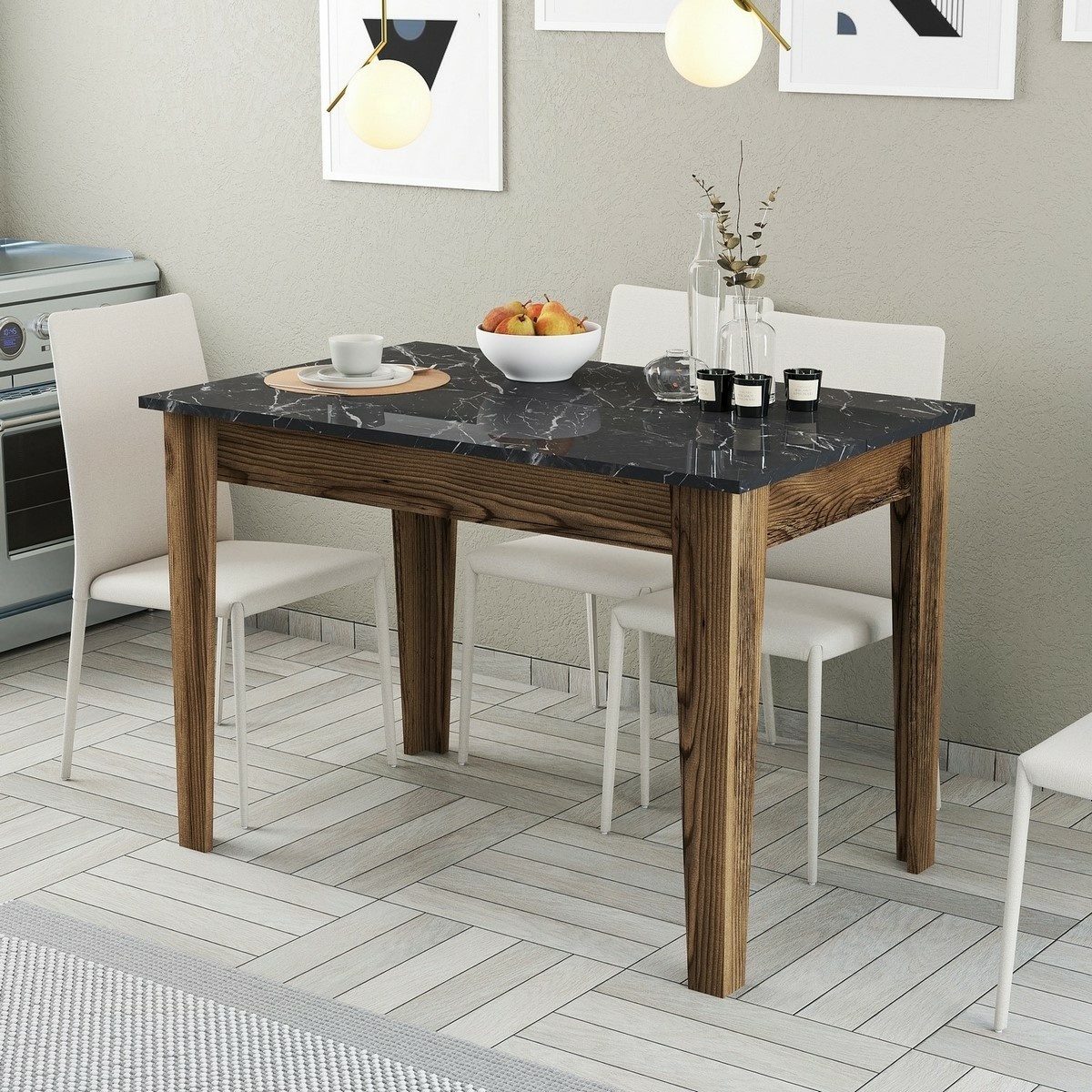 Jedálenský stôl Kiev Black and Walnut – Obrázok 4