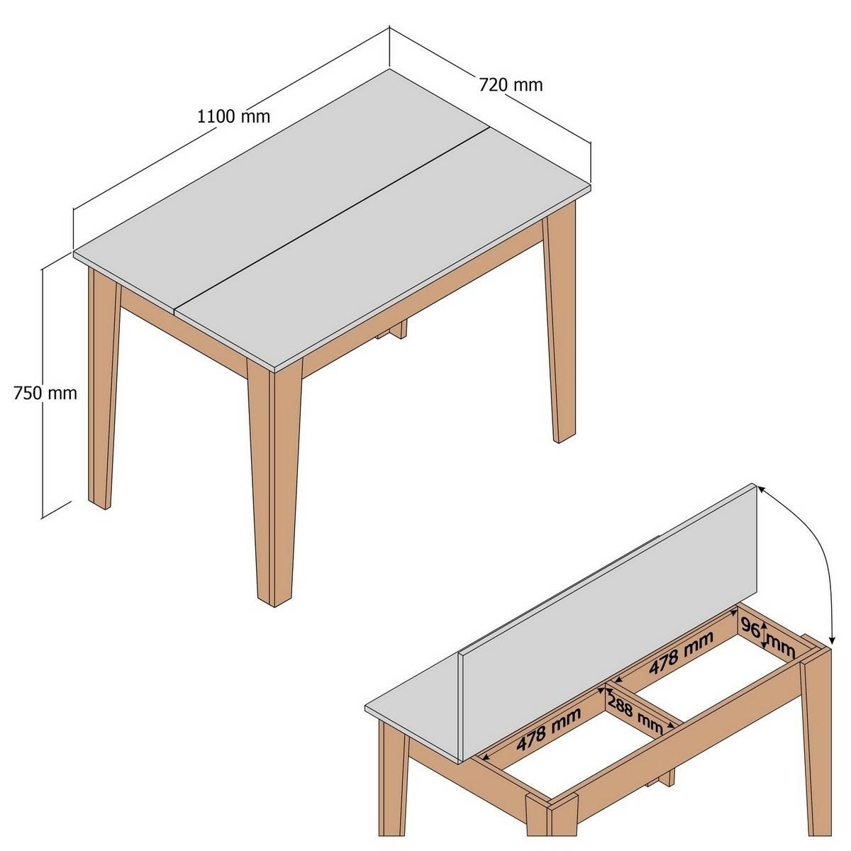Jedálenský stôl Kiev Black and Walnut – Obrázok 5