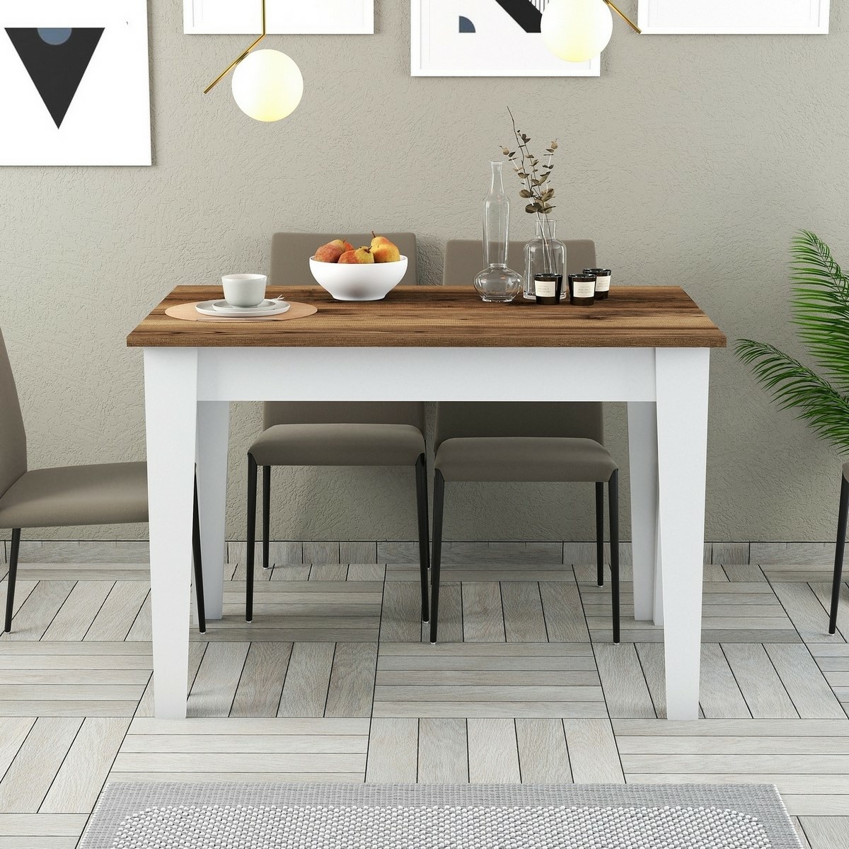 Jedálenský stôl Kiev White and Walnut – Obrázok 3