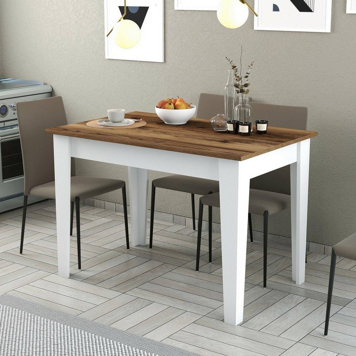 Jedálenský stôl Kiev White and Walnut – Obrázok 4