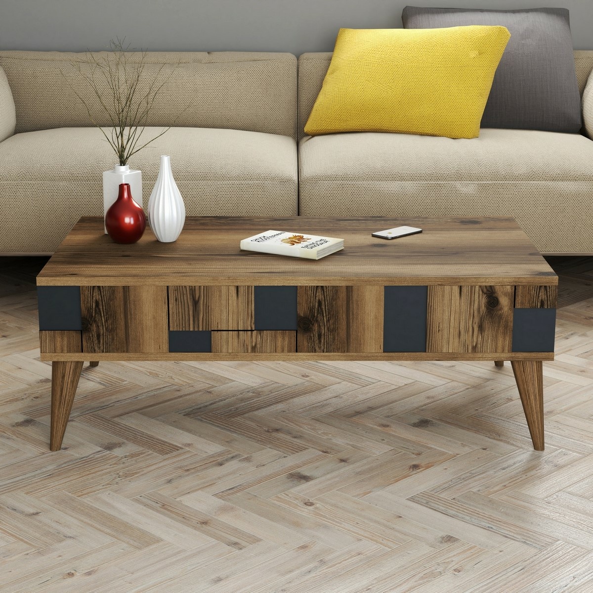 Konferenčný stolík Madrid Anthracite and Walnut – Obrázok 2