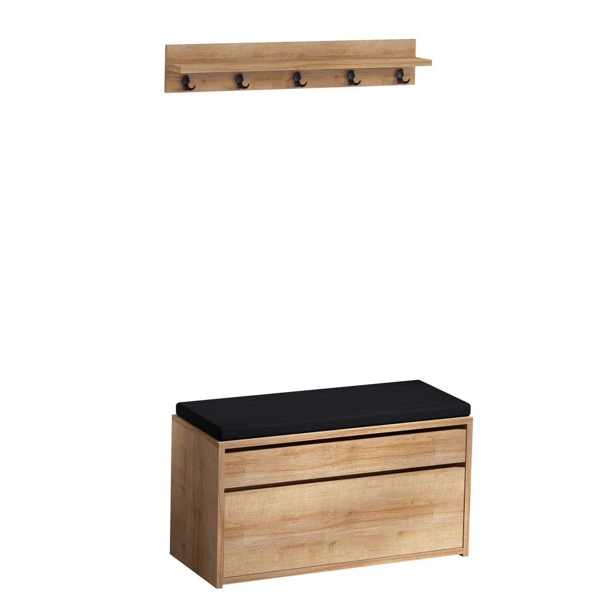 Nástenný vešiak s botníkom Boby Oak and Black