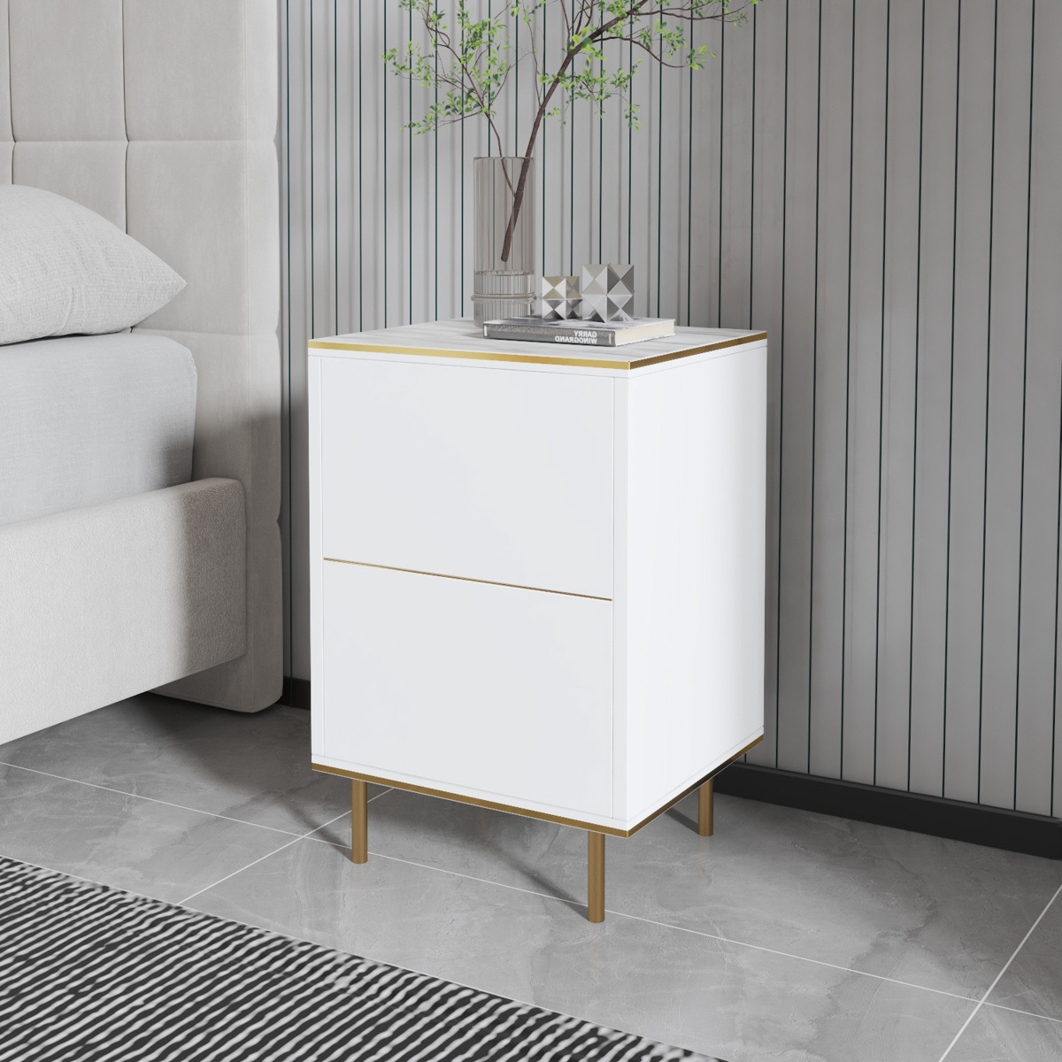 Nočný stolík Imaj Marble White – Obrázok 3
