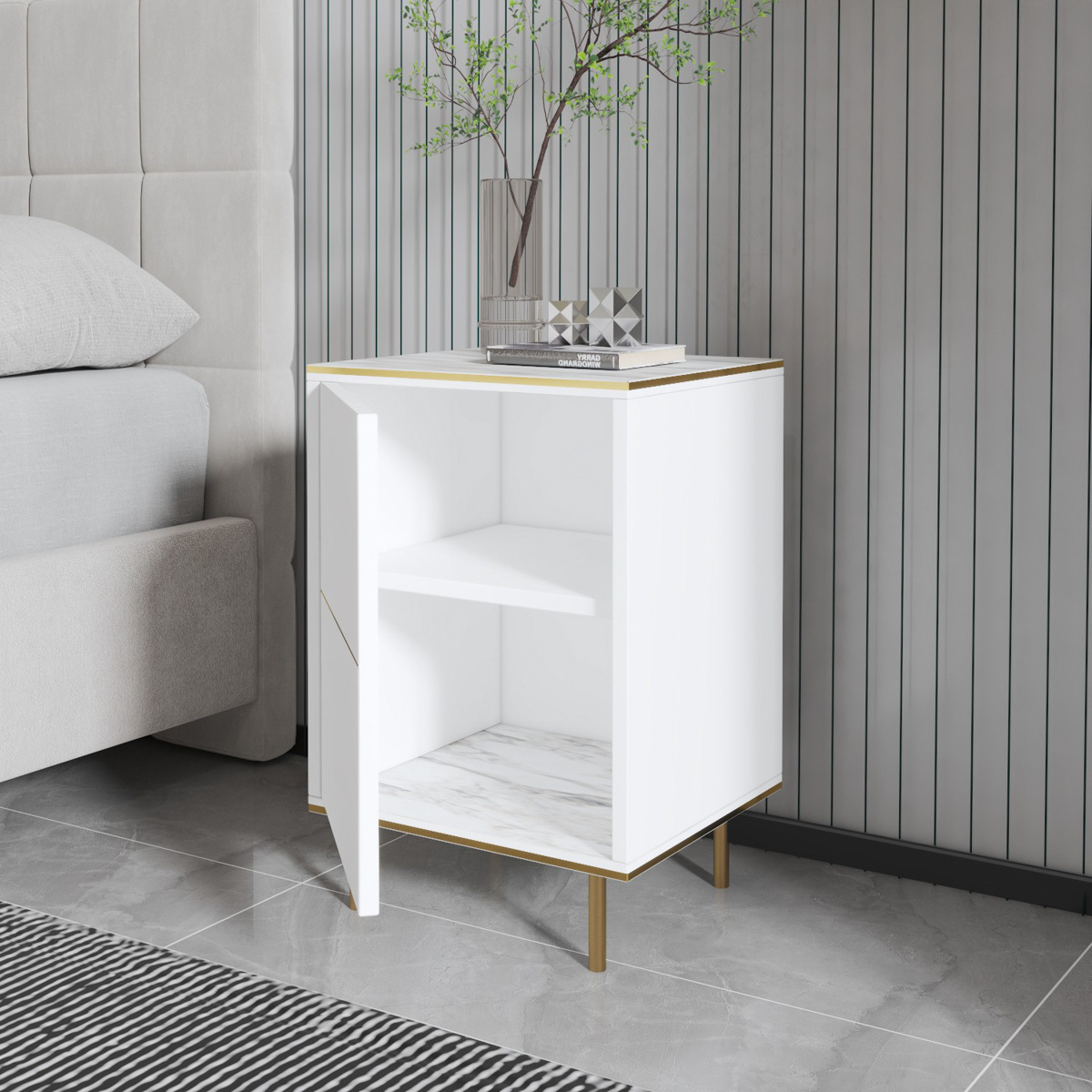 Nočný stolík Imaj Marble White – Obrázok 4