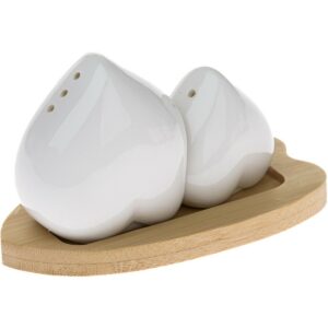 Porcelánová soľnička a korenička s podtáckou Srdce