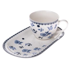 Porcelánový hrnček s podnosom Floral, 365 ml