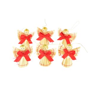 Sada vianočných ozdôb Slamené figúrky 5,5 cm, 6 ks