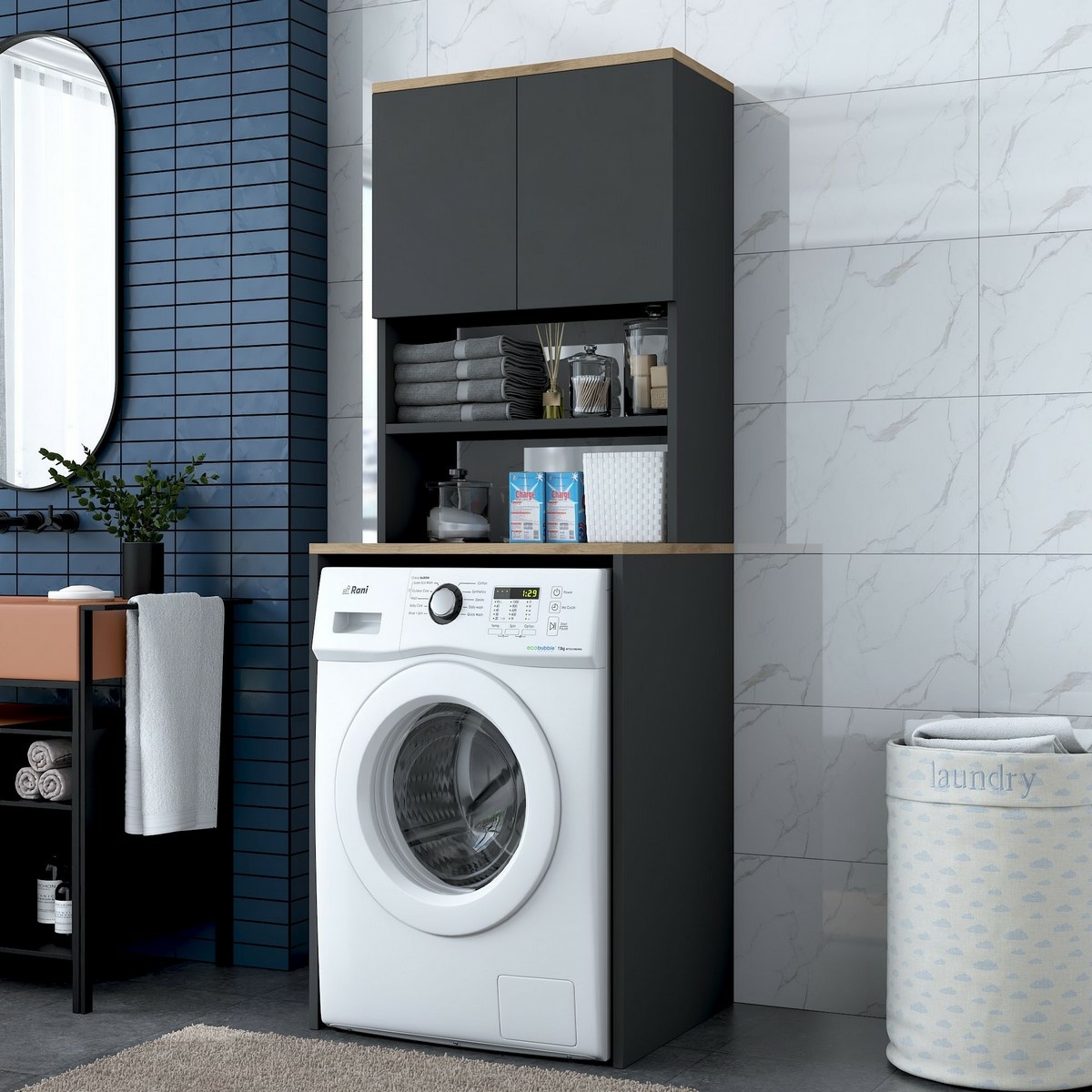Skriňa nad práčku Karin Anthracite and Walnut – Obrázok 7