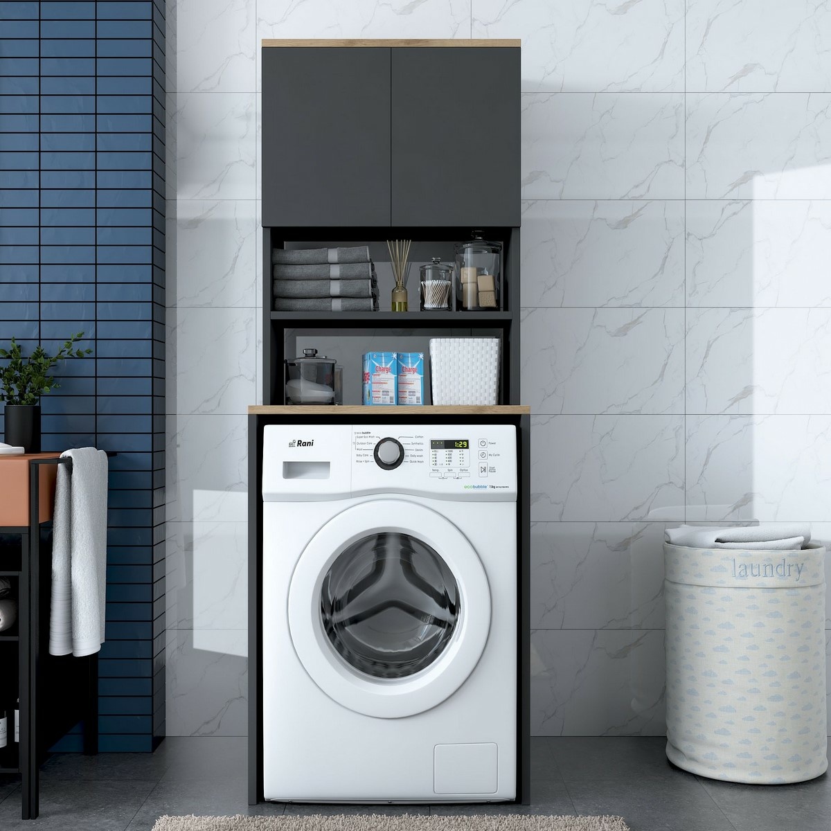 Skriňa nad práčku Karin Anthracite and Walnut – Obrázok 8