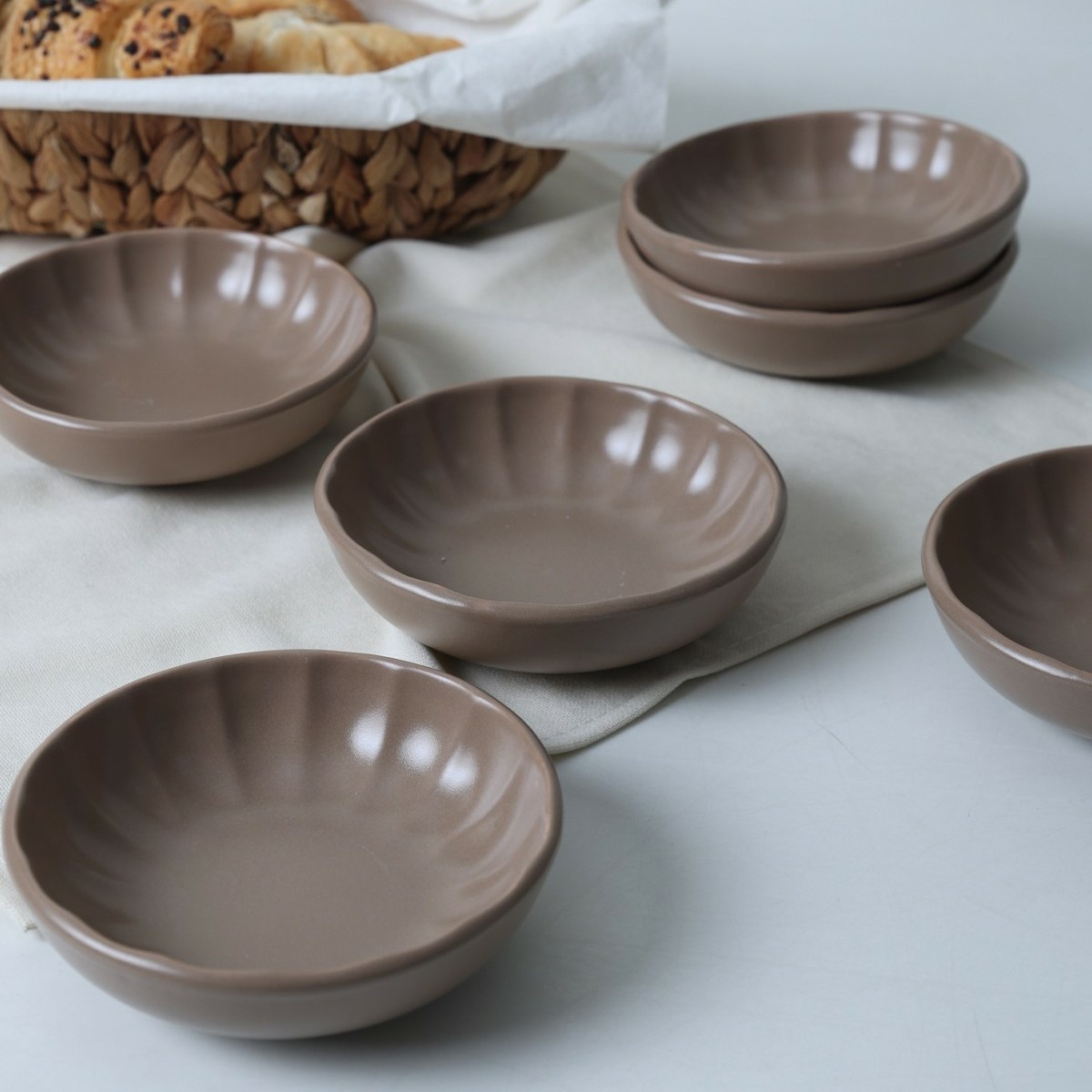 Súprava 6 kameninových misiek Laguna 12 cm, hnedá – Obrázok 2