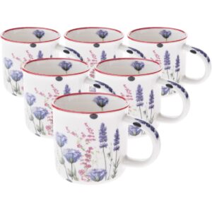 Súprava 6 porcelánových hrnčekov Letná lúka 230 ml, fialová