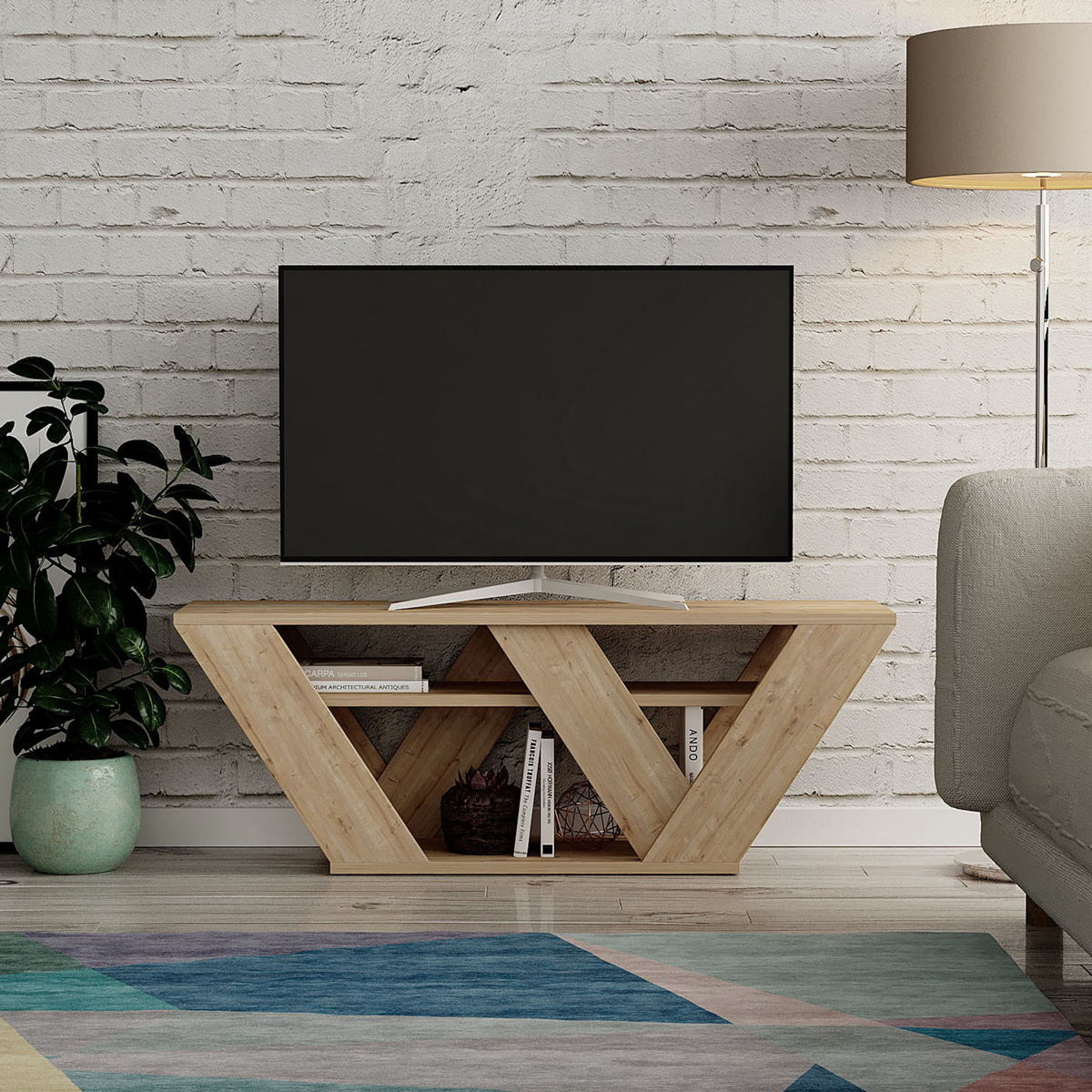 Televízny stolík Pipralla Oak – Obrázok 2