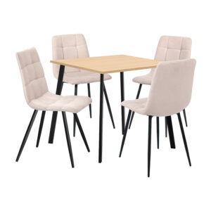 Jedálenský stôl 80×80 BERGEN dub + 4 stoličky BERGEN béžová