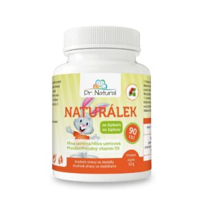 Dr.Natural Naturálek Hliva ustricová s vit. D pre děti, 90 tbl.