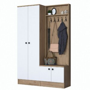 Predsieňová zostava Pone White and Walnut I