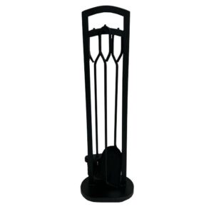 Súprava krbového náradia 70 cm, 3-dielna so stojanom, čierna, kov