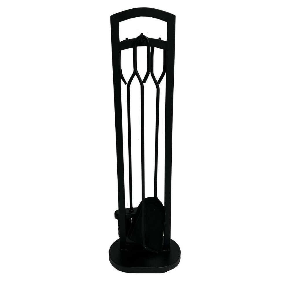 Súprava krbového náradia 70 cm, 3-dielna so stojanom, čierna, kov