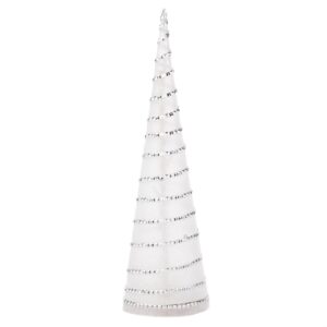 Svietiaca LED dekorácia kužeľ 58 cm, strieborná