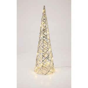 Vianočný svietiaci kužeľ Silver, 40 x 12 cm, 20 micro LED, na batérie, 40 cm