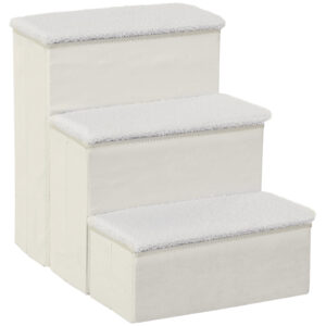 PAWHUT Schody pre psy a mačky s úložným priestorom 3 stupne 40 x 54 x 48 cm biela