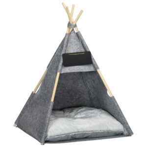 PAWHUT Pelech pre mačky TEEPEE 58 x 58 x 80 cm sivý