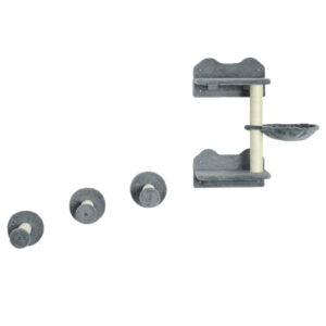 PAWHUT Nástenný pelech pre mačky s preliezačkou a škrabadlom 1+3 sivá