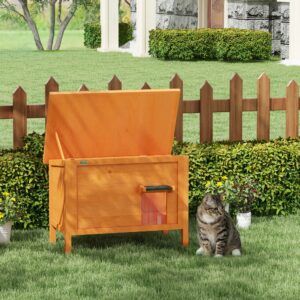PAWHUT Vonkajší drevený domček pre mačky 85 x 50 x 69 cm prírodný
