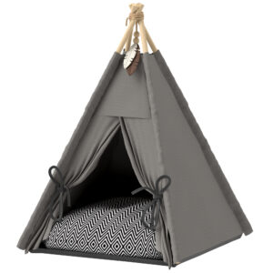 PAWHUT Pelech pre mačky TEEPEE 60 x 60 x 76 cm sivý
