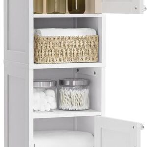 VASAGLE Vysoká kúpeľňová skrinka s osvetlením, biela